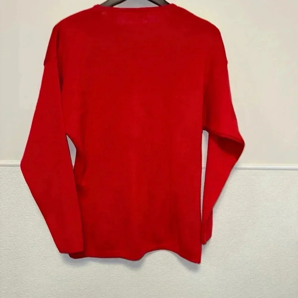 VINTAGE Women's John Henry Editions Sweater L, Red & Gold, Embroidery - Picture 5 of 16